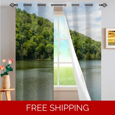 Custom Window Curtains 2 PCS Mountain Lake Perry 4